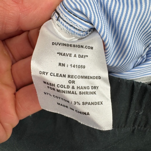 Duvin Mens Size L x 28.5" Palm Tree Print Elastic Waist Black Pants Tropical - Picture 3 of 6